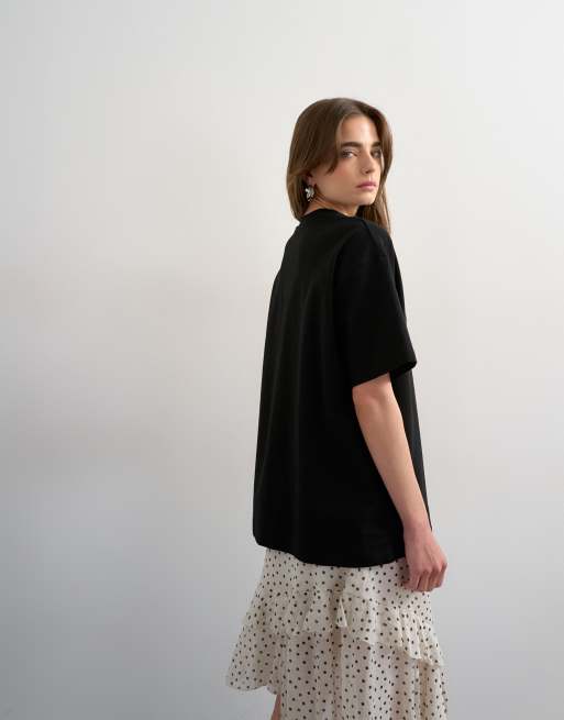 Topshop – Hochwertiges Oversize-T-Shirt aus Interlock-Jersey in Schwarz, 3 von 4