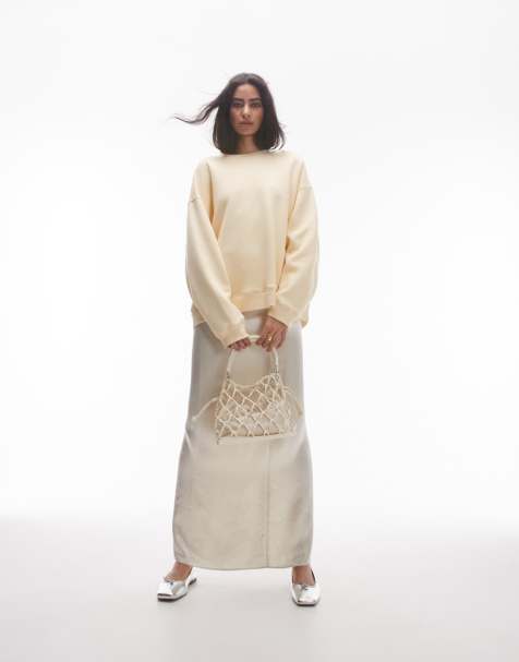Topshop – Hochwertiges Sweatshirt in Buttermilchgelb mit Ziernaht - view 1