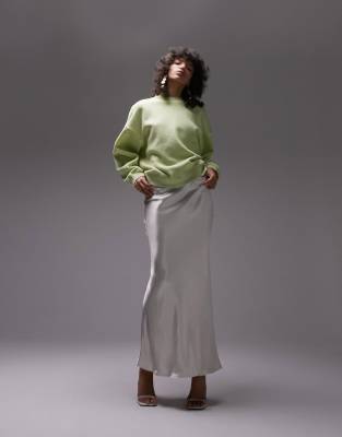 Topshop - Hochwertiges Sweatshirt in Limettengrün mit Ziernaht