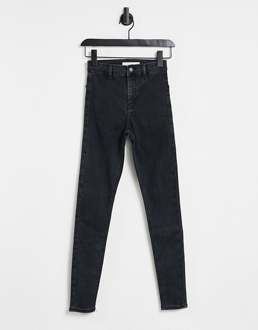 Topshop holding power joni jeans in black