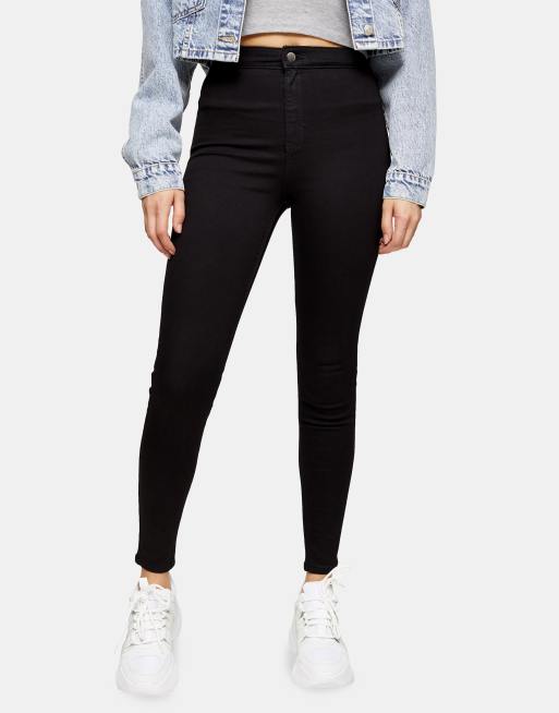 Topshop Joni jeans in coated black