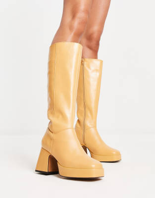 Damien Plateaustiefel 2025 - Kniehohe Lederstiefel Mit Absatz & Reißverschluss