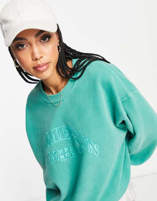 Green missguided sales slogan washed sweatshirt