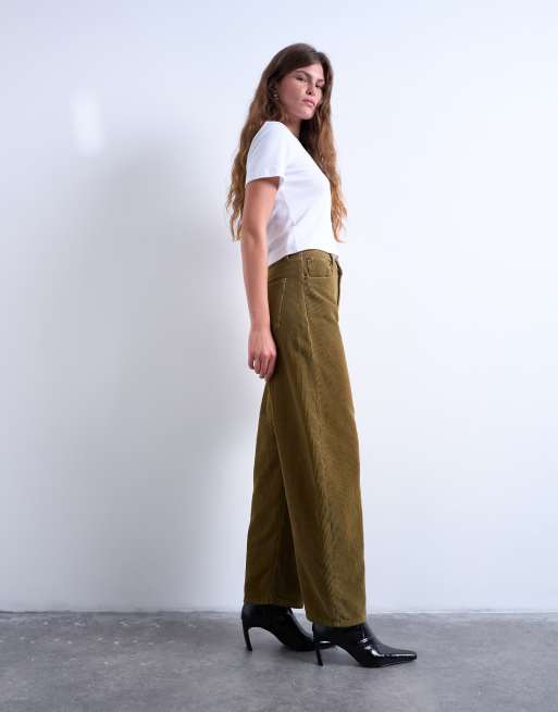 Topshop - Honningfarvede barrel-jeans i fløjl med mellemhøj talje, 3 af 7