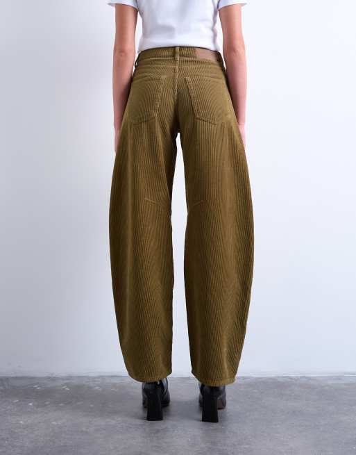 Topshop - Honningfarvede barrel-jeans i fløjl med mellemhøj talje, 4 af 7