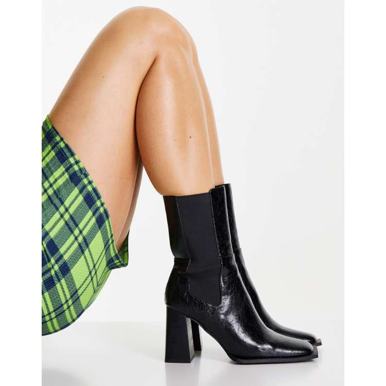 Topshop Honour high heel chelsea boots in black ASOS