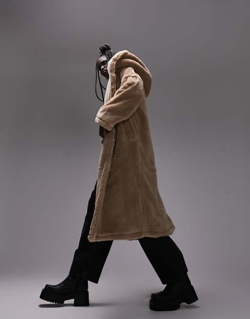 Long borg hotsell coat topshop