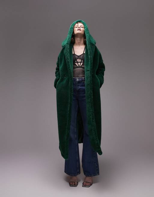 Green store hooded coat