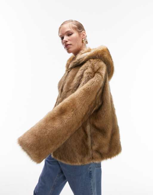 Topshop faux fur deals hooded coat