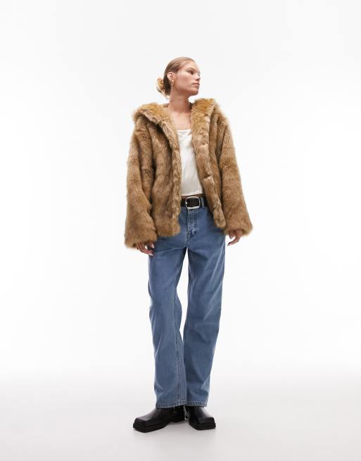 Topshop faux fur outlet hooded coat