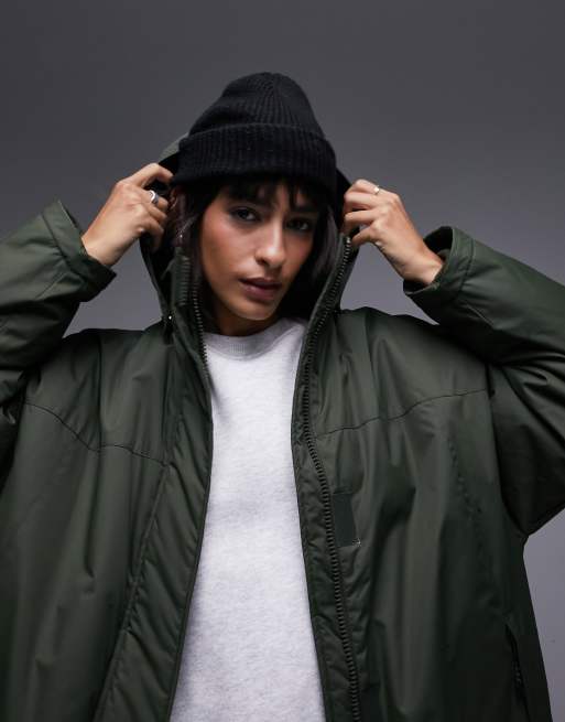 Topshop discount green parka