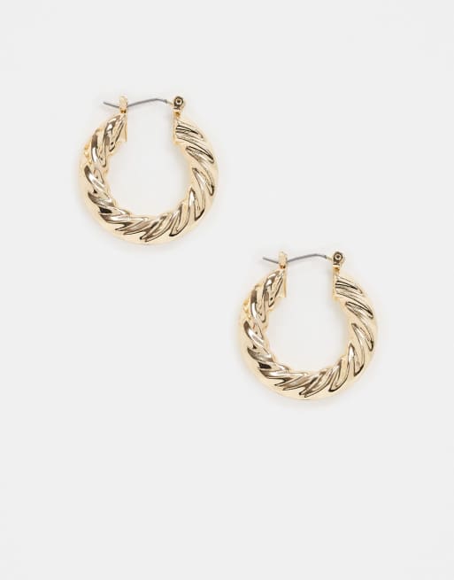 Topshop hoop earrings in molten gold | ASOS