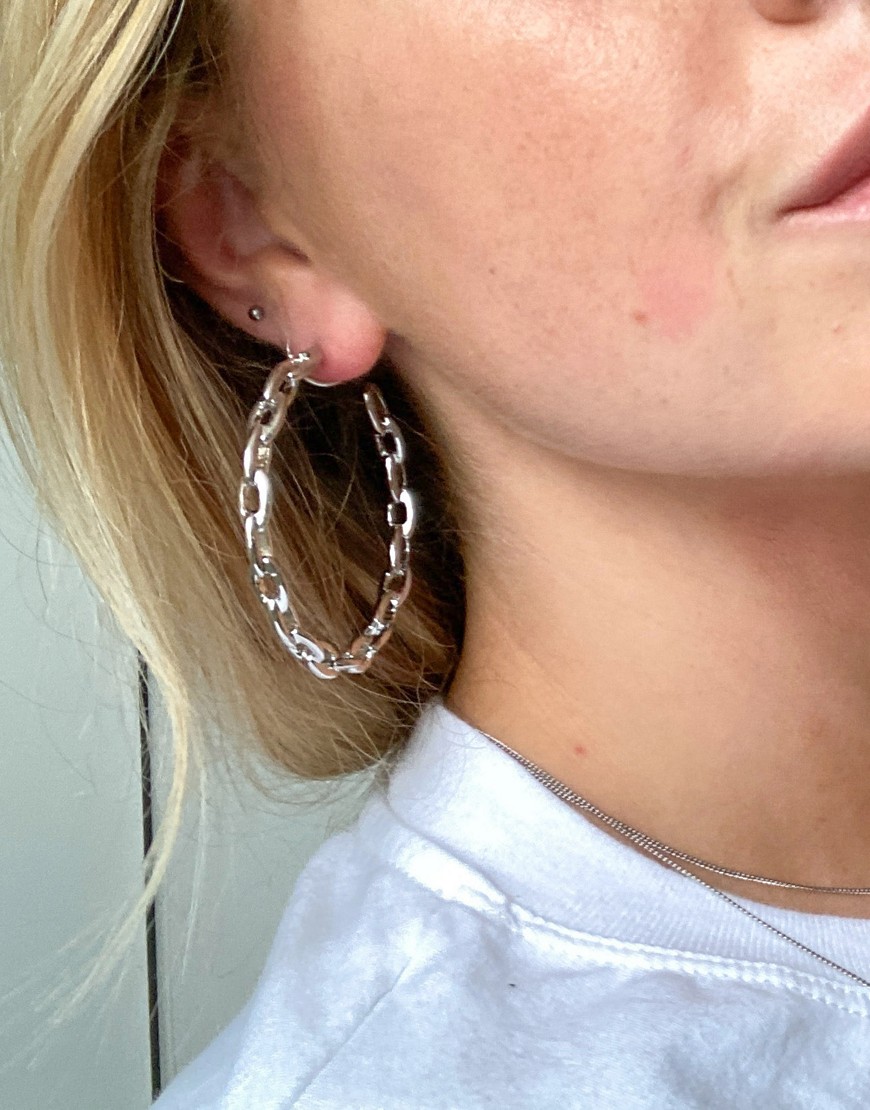 Topshop hoop earrings in silver chain link