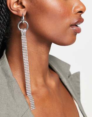 Topshop hoop link chainmail drop earrings in silver