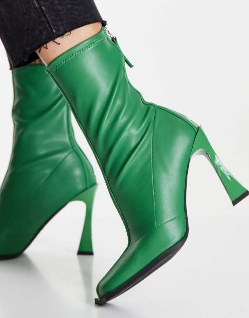 Topshop – Hope – Gröna sockboots med höga klackar, 3 av 4