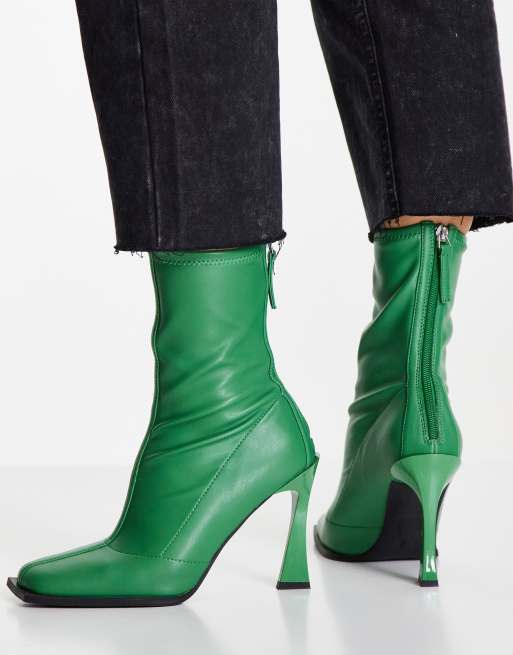 Topshop – Hope – Sockenstiefel in Grün mit hohem Absatz, 2 von 4