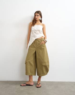 Topshop Horeshoe Cargo Pants In Green