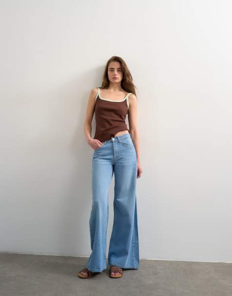 Topshop – Horizon – Blekta jeans med medelhög midja och vida ben - view 1