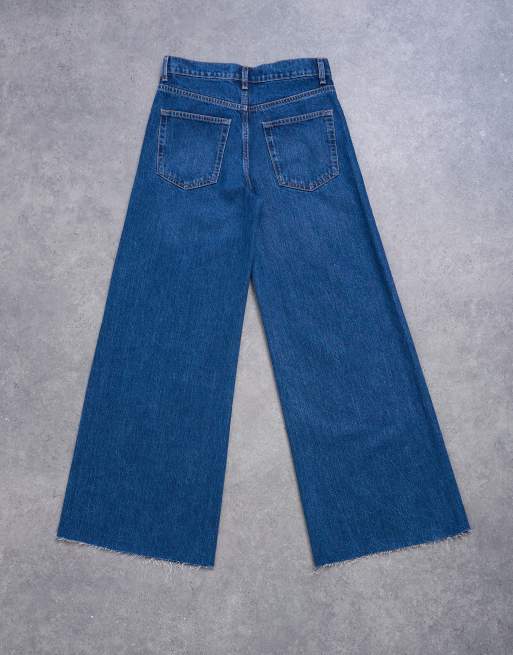 Topshop Horizon - Jean ample, taille mi-haute avec ourlet brut - Bleu intense, 7 de 7