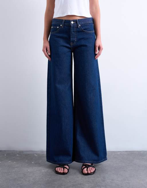 Topshop - Horizon - Jeans a fondo ampio indaco rinse wash