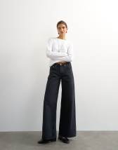 Topshop Horizon mid rise wide leg jean in blue black
