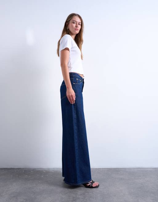 Topshop Horizon mid rise wide leg jean in indigo rinse, 3 of 7