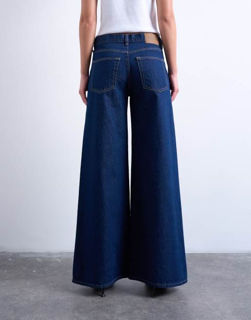 Topshop Horizon mid rise wide leg jean in indigo rinse, 4 of 7