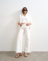 Topshop Horizon mid rise wide leg jean white