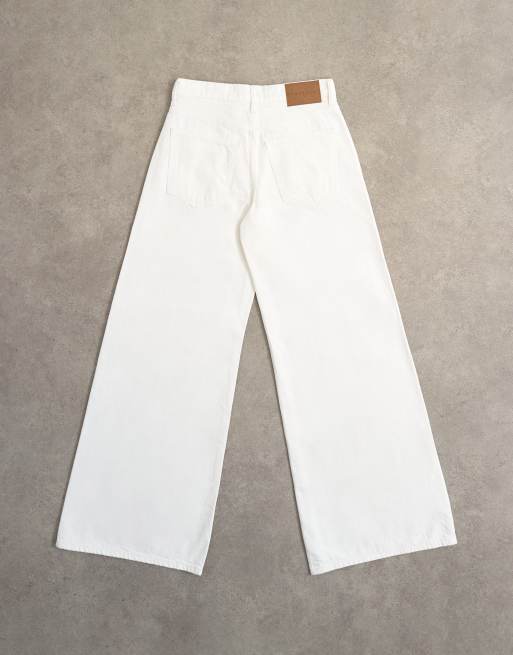 Topshop Horizon mid rise wide leg jean white, 8 of 8