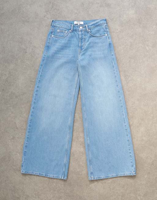 Topshop Horizon mid rise wide leg jeans in bleach, 6 of 7