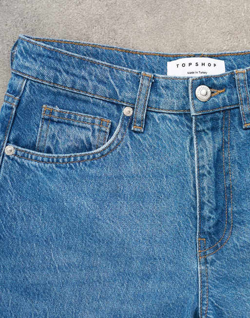 Topshop - Horizon - Mørkeblå jeans med mellemhøj talje og vide ben, 5 af 7