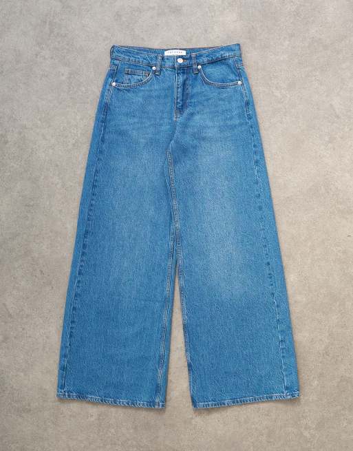 Topshop - Horizon - Mørkeblå jeans med mellemhøj talje og vide ben, 6 af 7