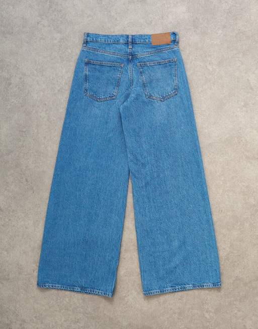Topshop - Horizon - Mørkeblå jeans med mellemhøj talje og vide ben, 7 af 7