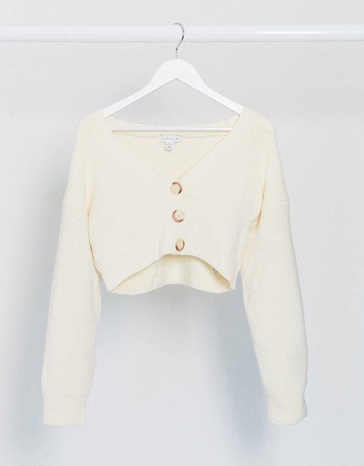 Topshop horn button cardigan co-ord in cream
