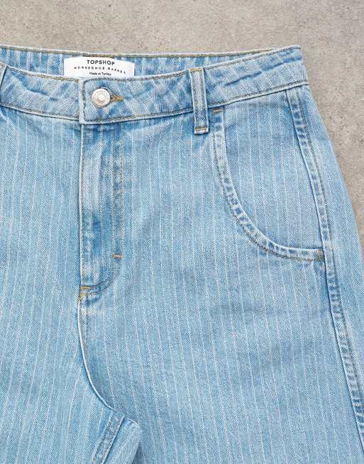 Topshop - - Horseshoe - Afblegede jeans med mellemhøj talje, tøndeformede ben og striber, 8 af 8