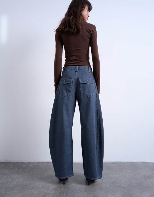 Topshop – Horseshoe – Barrel-Jeans in Elefantengrau mit hohem Bund, 5 von 7