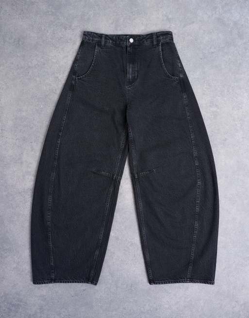 Topshop – Horseshoe-Barrel-Jeans in verwaschenem Schwarz mit hohem Bund und abgerundetem Beinschnitt, 6 von 7