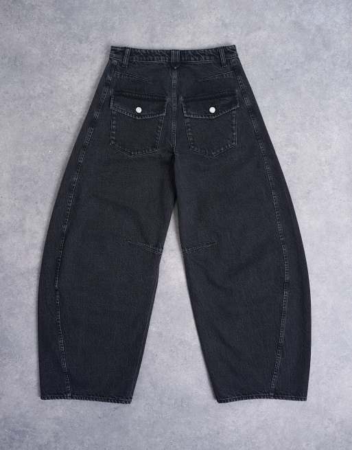 Topshop – Horseshoe-Barrel-Jeans in verwaschenem Schwarz mit hohem Bund und abgerundetem Beinschnitt, 7 von 7