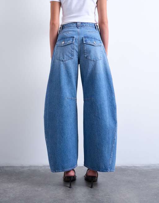 Topshop - Horseshoe - Blå jeans med mellemhøj talje og barrel-ben, 4 af 7