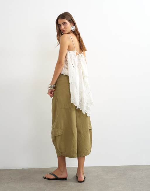 Topshop horseshoe cargo trouser in khaki, 5 of 5