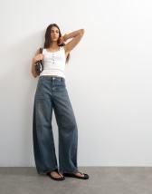 Topshop horseshoe high rise barrel jean in blue black