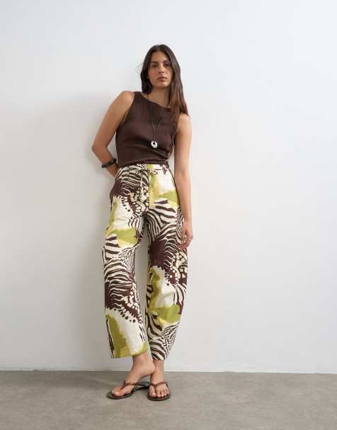Topshop – Horseshoe-Hose mit Bindegürtel und abstraktem Zebramuster - view 1