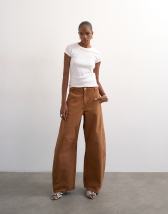 Topshop Horseshoe mid rise barrel jean in toffee