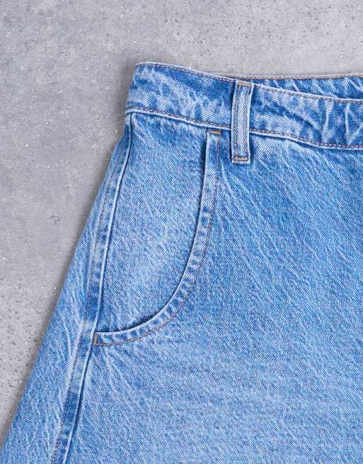 Topshop Horseshoe mid rise barrel jean in vintage blue, 5 of 7