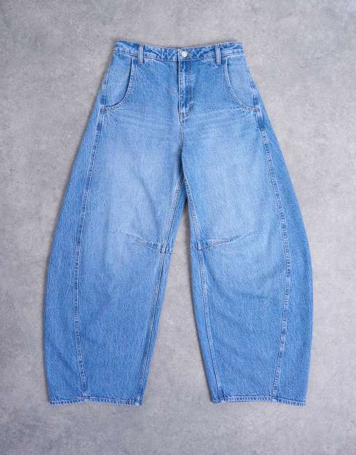 Topshop Horseshoe mid rise barrel jean in vintage blue, 6 of 7