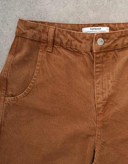 Topshop Horseshoe mid rise barrel jeans in toffee, 5 of 7