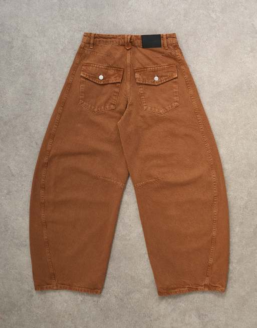 Topshop Horseshoe mid rise barrel leg jeans in toffee, 7 of 7