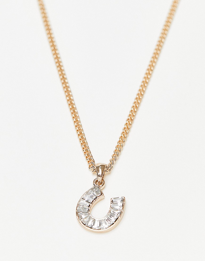 Topshop horseshoe necklace in gold