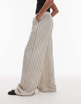 Topshop - Hose aus Jersey mit Streifenmuster in Schwarz-Weiß-Bunt