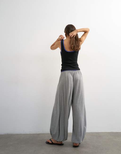 Topshop – Hose aus Jersey-Viskose in meliertem Grau mit Ballon-Schnitt, 2 von 5